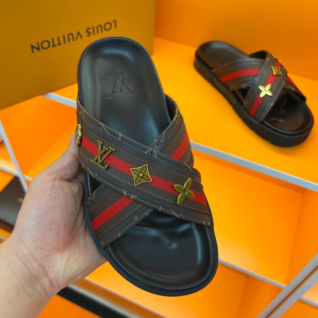 Men L*ouis V*uitton Top Slippers