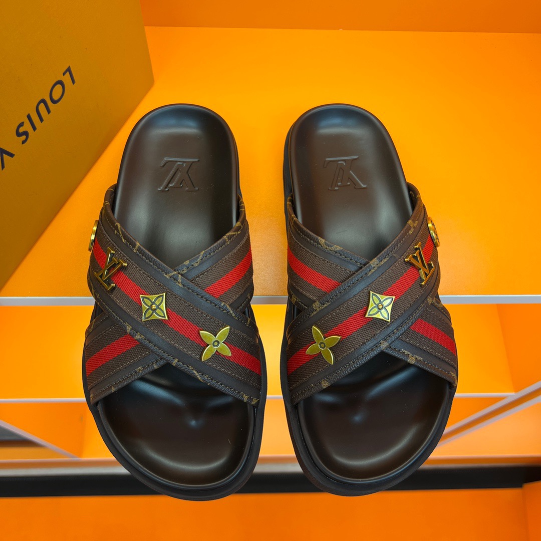 Men L*ouis V*uitton Top Slippers