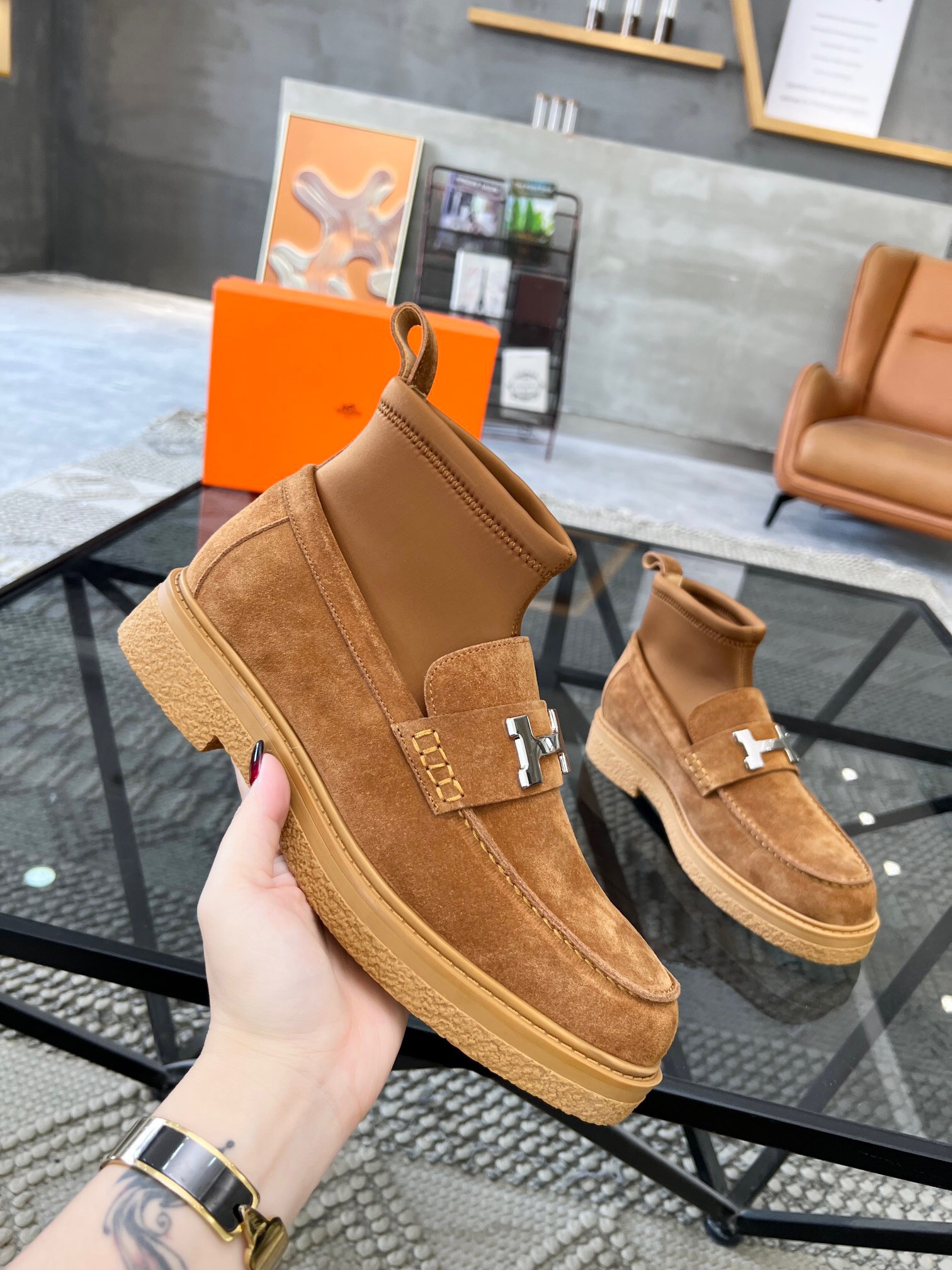 Men  H*ermes Top Sneaker