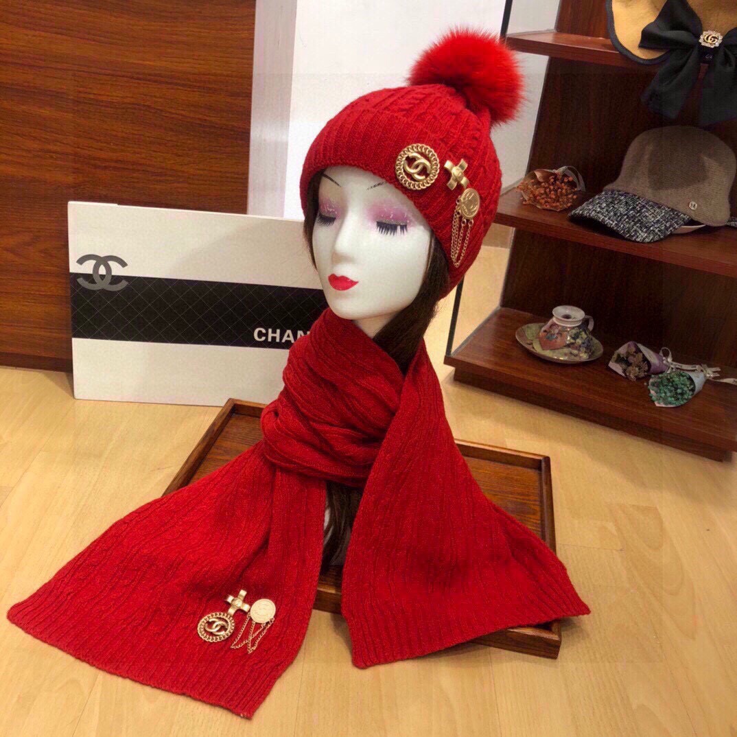 Women Hat+Gloves+The scarf